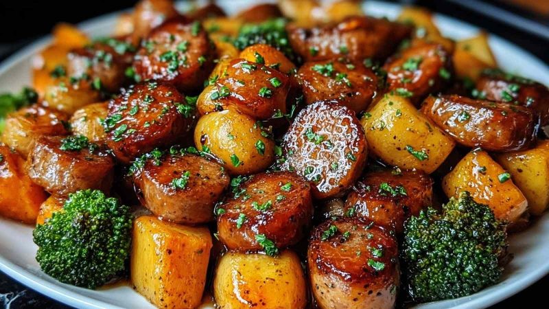 Honey Garlic Sheet Pan Sausage
