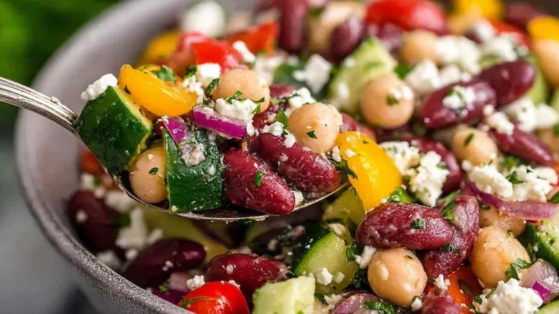 Zesty Mediterranean Bean Salad with Feta
