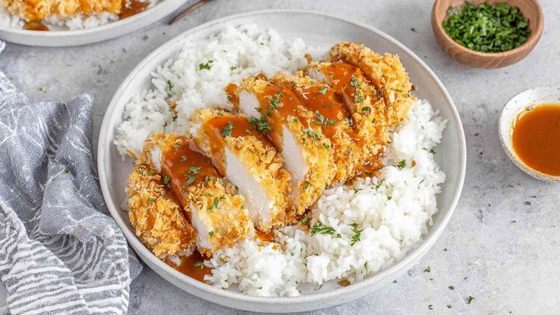 Air Fryer Chicken Katsu with Homemade Katsu Curry Sauce