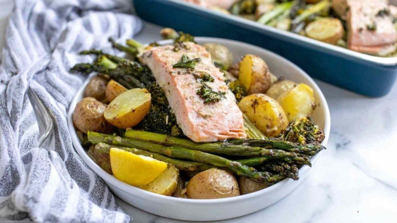 Easy Salmon Broccoli and Potatoes (One-Pan Spring Meal)