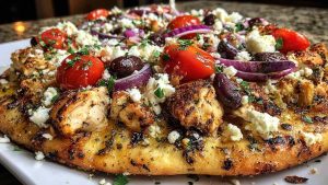 Greek Chicken Pita Pizza