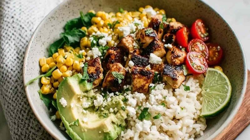 Healthy Street Corn Chicken Rice Bowl