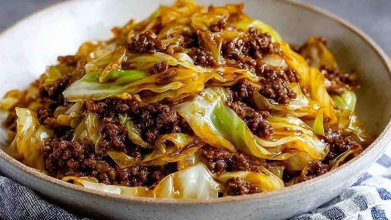 Low Carb Mongolian Ground Beef Cabbage