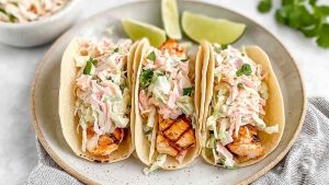 Quick Grilled Fish Tacos with Cabbage Slaw