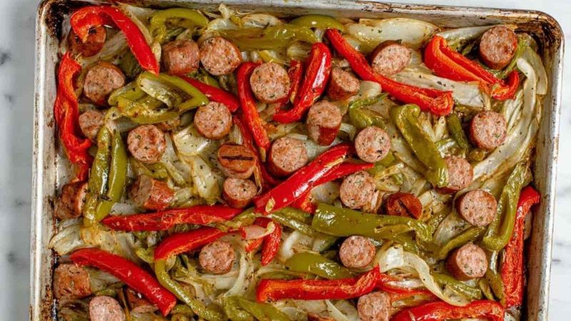 Sheet Pan Sausage and Peppers