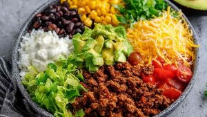 Taco Rice Bowl with Black Beans and Avocado