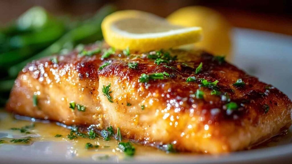 Texas Roadhouse Salmon Copycat 4 Texas Roadhouse Salmon Copycat plated with lemon wedges and melted butter on top