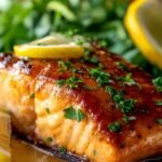 Texas Roadhouse Salmon Copycat 6 Texas Roadhouse Salmon Copycat plated with lemon wedges and melted butter on top