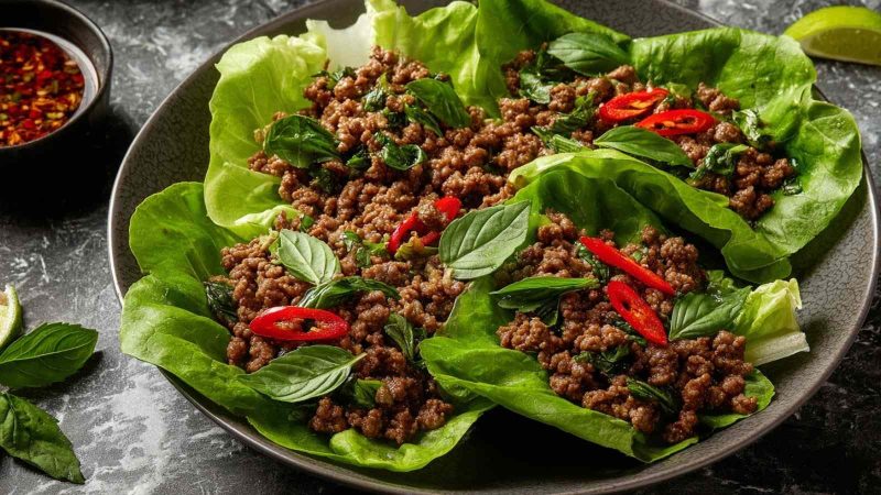 Thai Basil Beef Lettuce Cups
