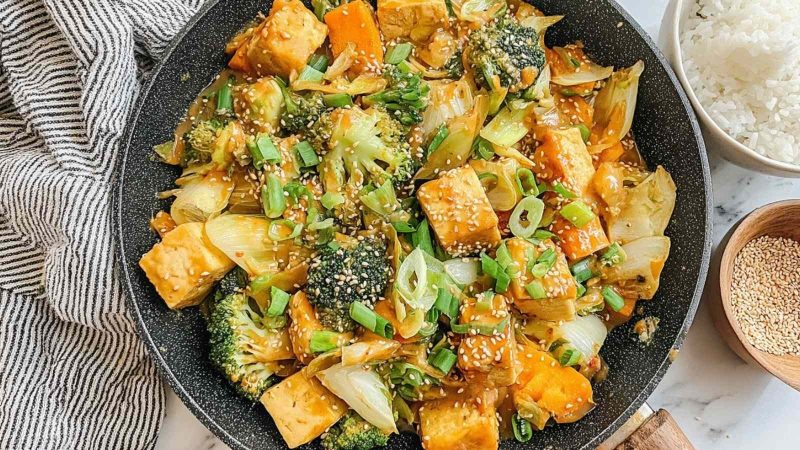 Tofu Vegetable Stir-Fry with Peanut Sauce