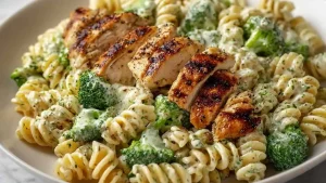 Quick and Easy High Protein Rotisserie Chicken Broccoli Pasta