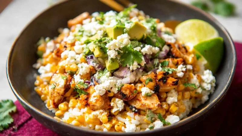 Street Corn Chicken Rice Bowls