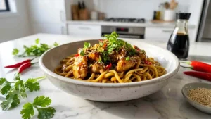 Sticky Garlic Chicken Noodles