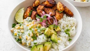 Street Corn Chicken Rice Bowl