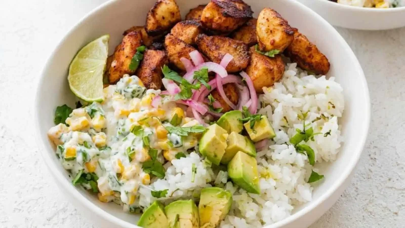 Street Corn Chicken Rice Bowl