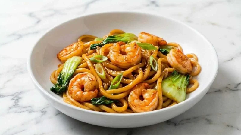 Szechuan Noodles with Garlic Shrimp