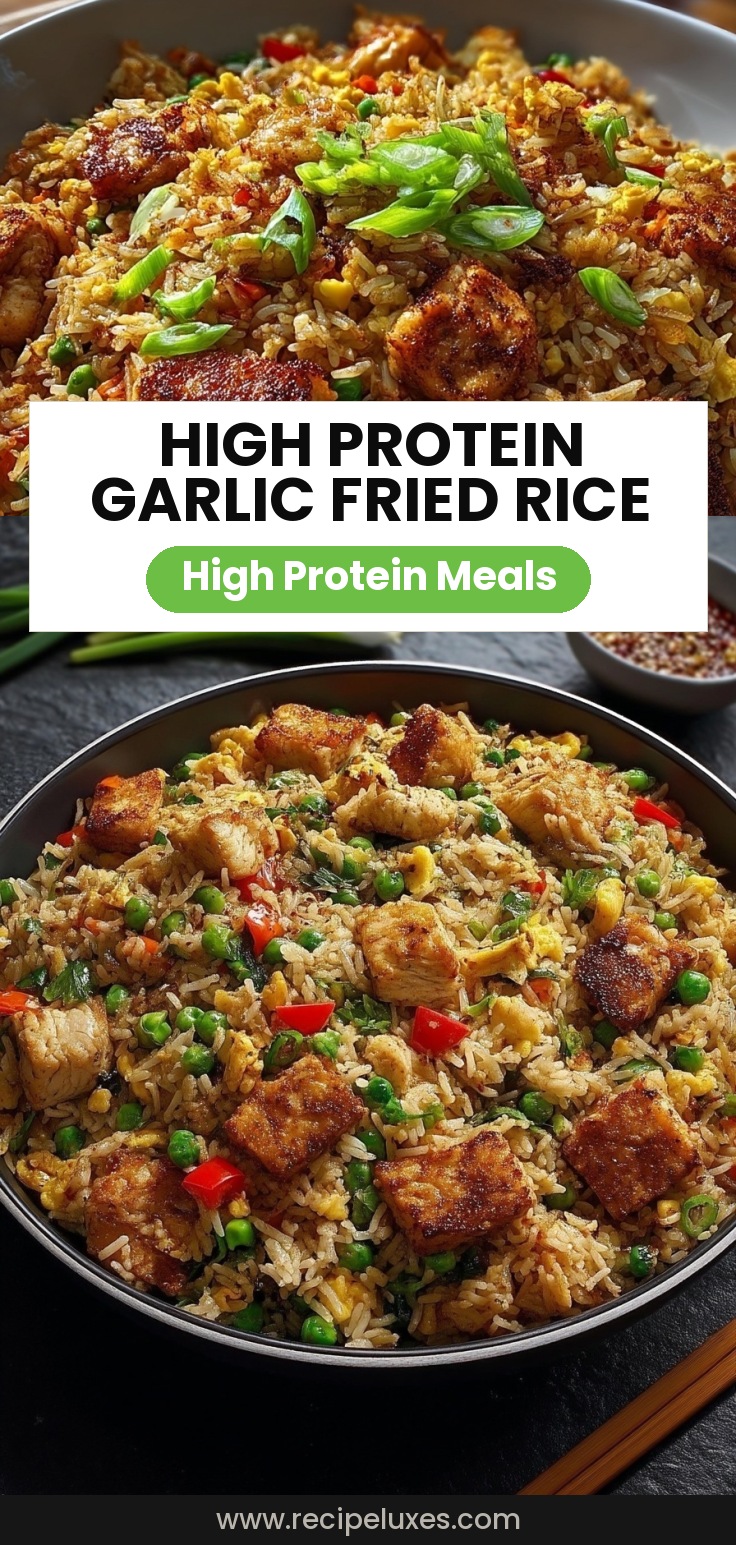 High Protein Crispy Garlic Chicken Fried Rice