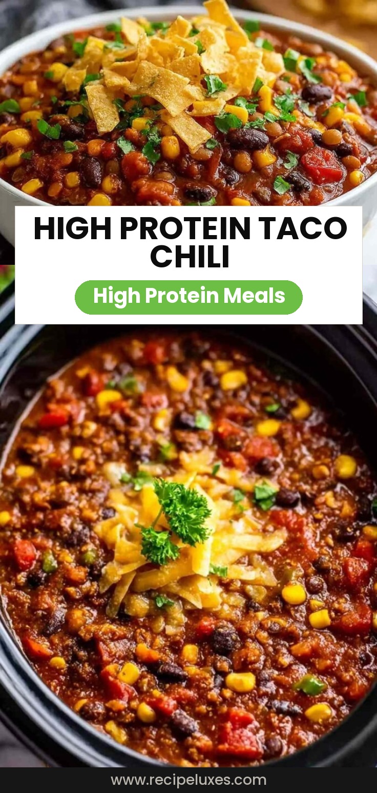 High Protein Crockpot Lentil Taco Chili