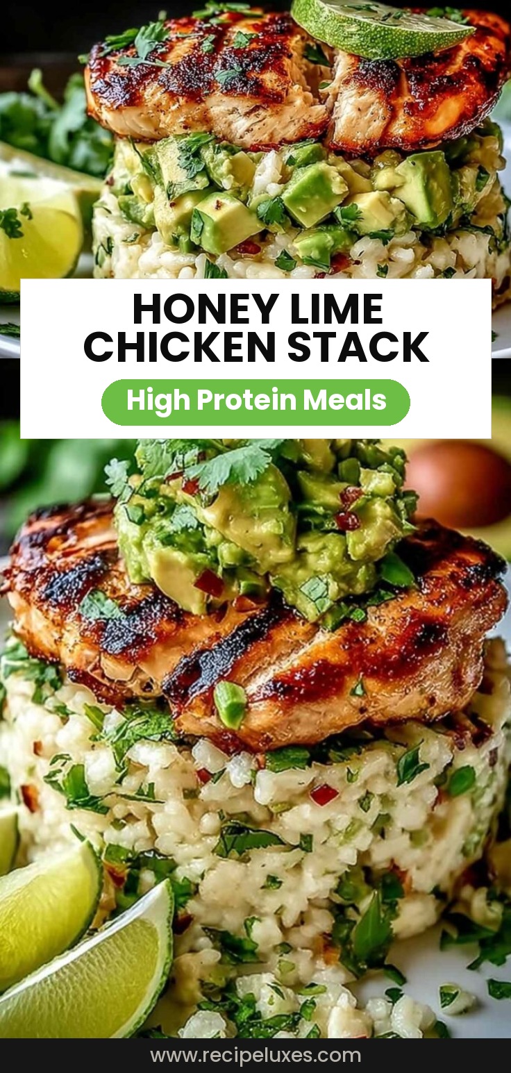 Honey Lime Chicken Avocado Rice Stack
