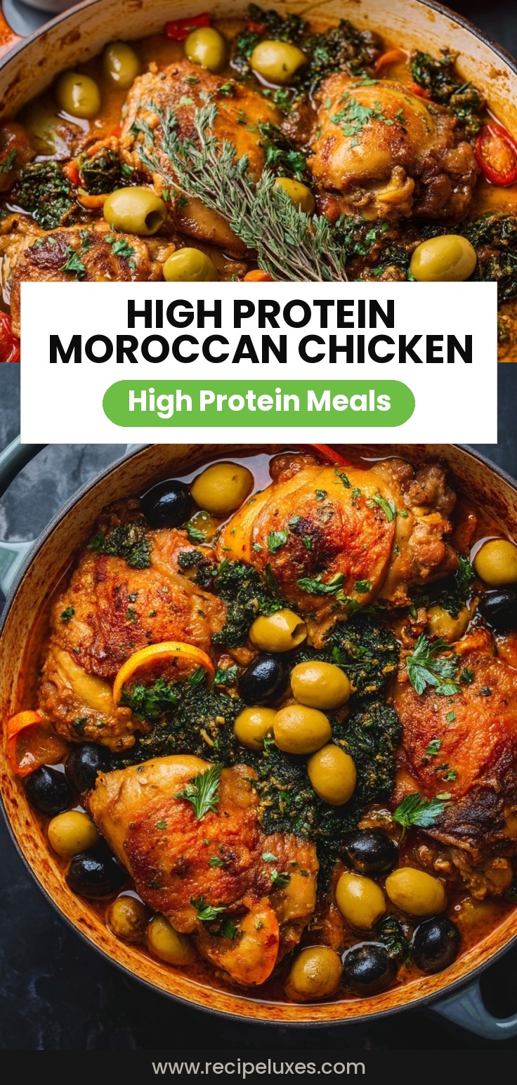High Protein Moroccan Braised Chicken with Olives