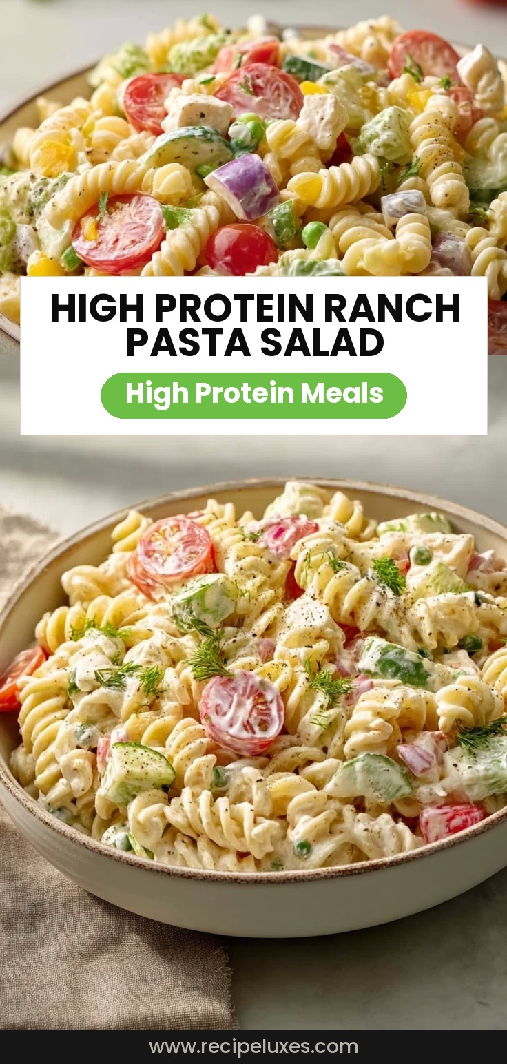 Simple High Protein Ranch Pasta Salad