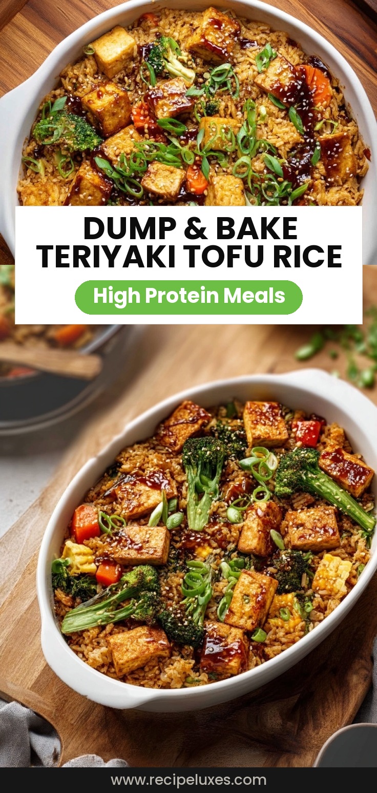 Dump and Bake Teriyaki Tofu Rice Casserole