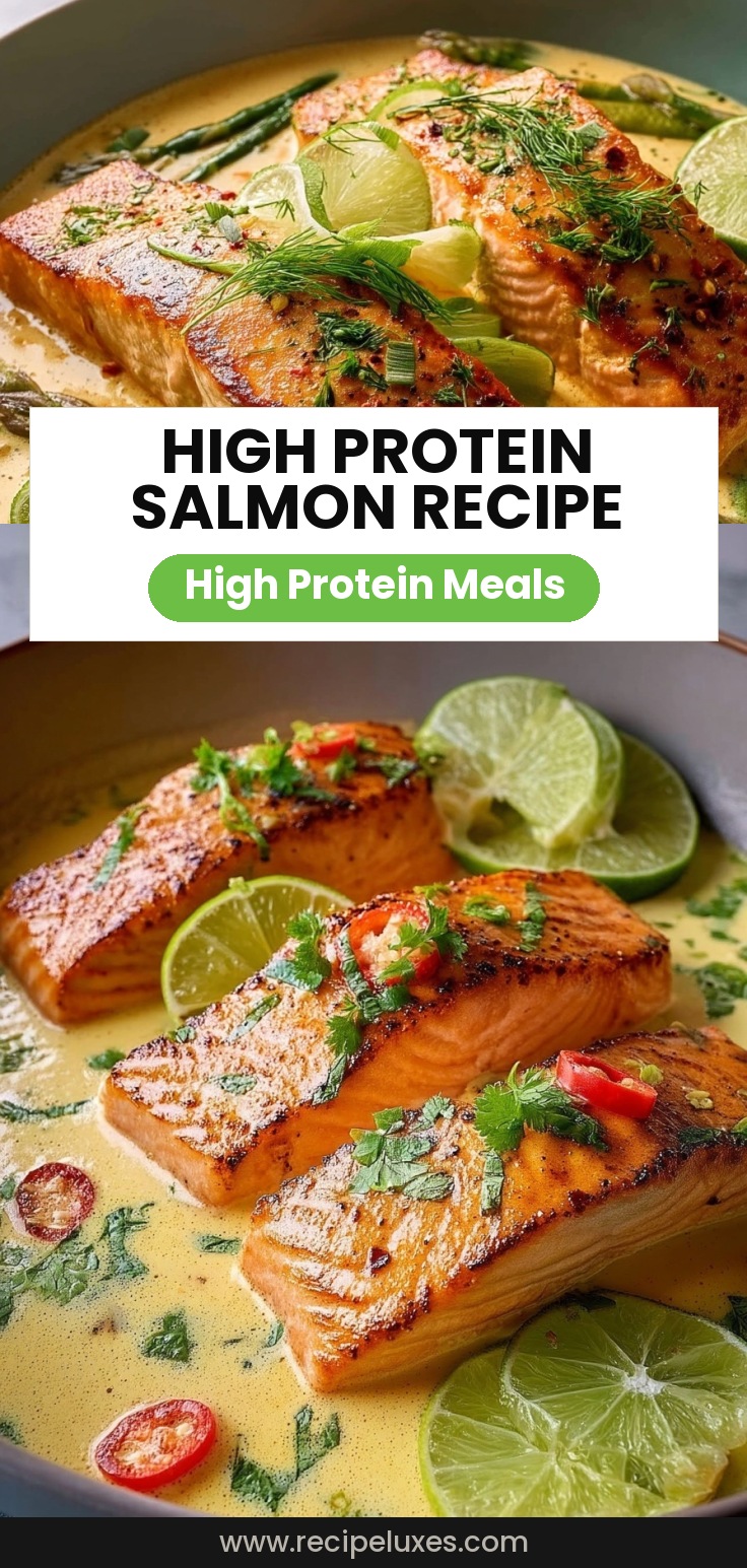 High Protein Poached Salmon in Coconut Lime Sauce