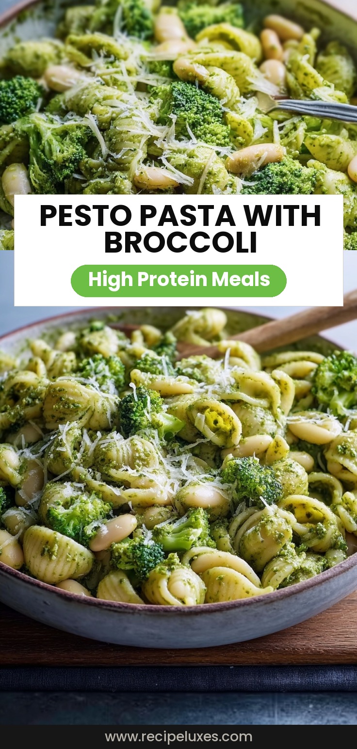 Pesto Pasta with Broccoli and White Beans