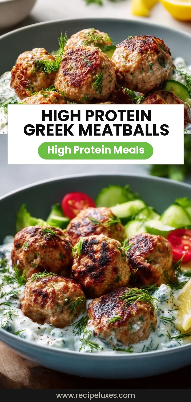 High Protein Greek Turkey Meatballs with Tzatziki