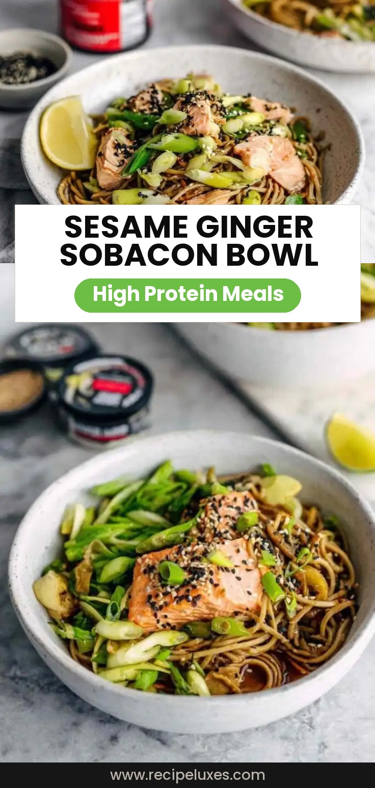 Sesame Ginger Soba Noodle Bowl with Salmon