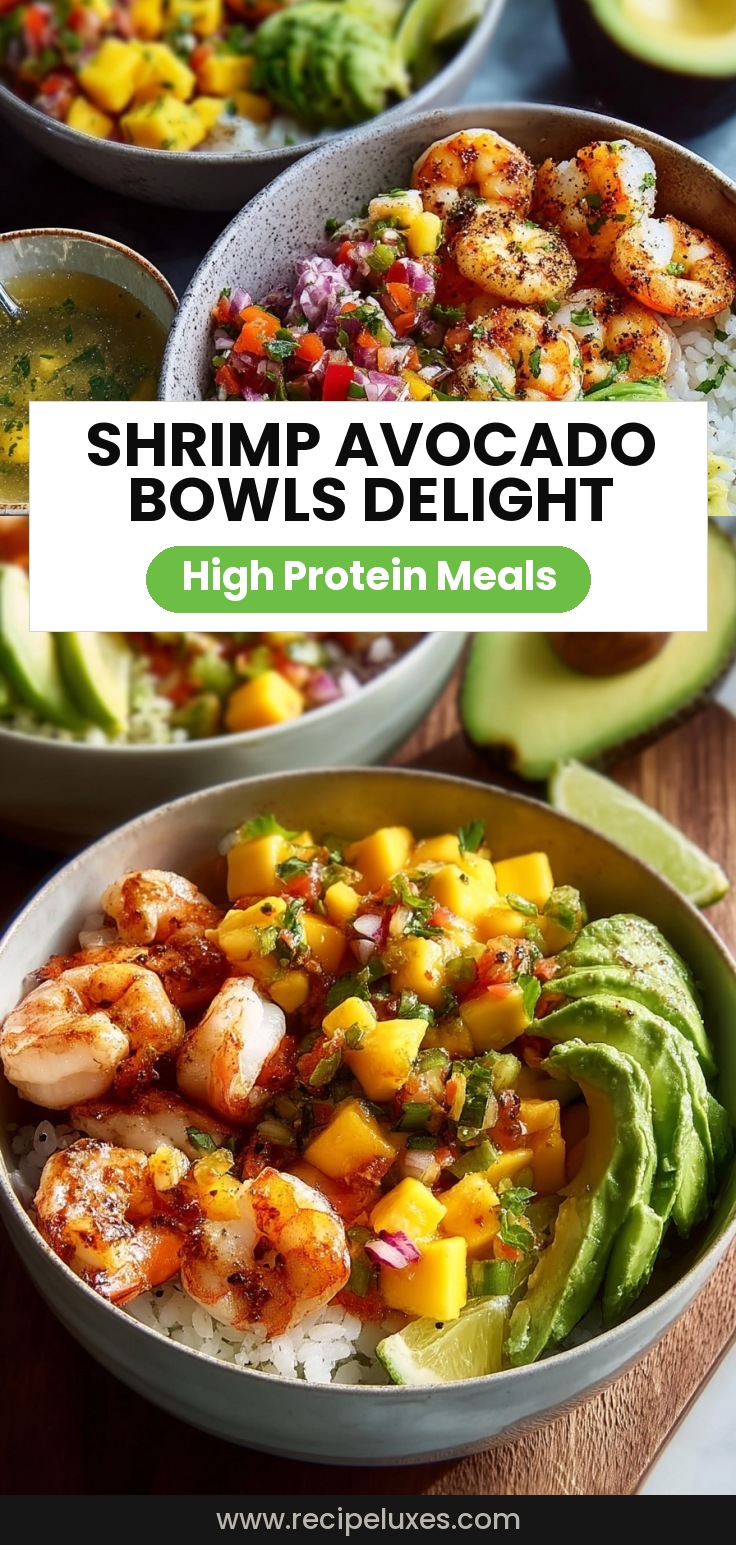 Shrimp and Avocado Bowls with Mango Salsa and Lime-Chili Sauce