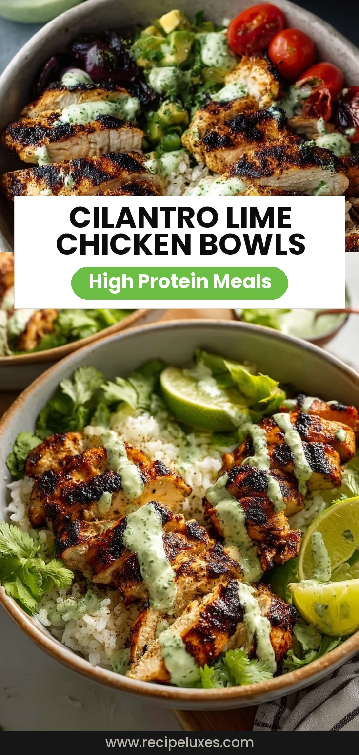 Cilantro Lime Chicken and Rice Bowls with Spicy Green Goddess Dressing