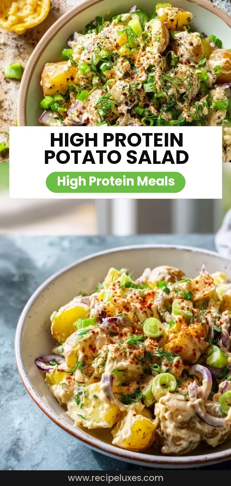 High Protein Smashed Potato Salad with Tahini Dressing