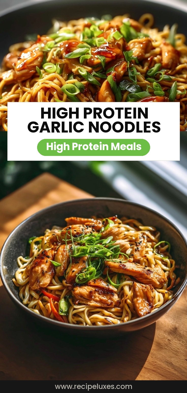 High Protein Sticky Garlic Chicken Noodles
